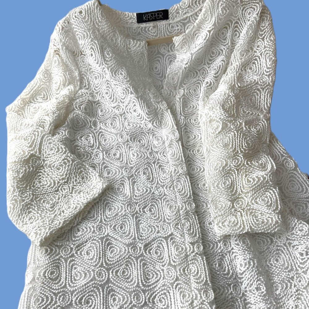 Kasper Lightweight Long Jacket, Sheer White Spring